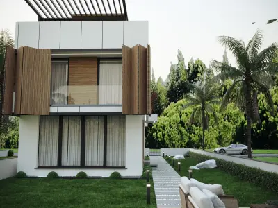 modern villa exterior 3ds max render  Low-poly 3D model