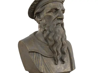 Antique Leonardo da Vinci Bust - Historical Bronze Sculpture  Low-poly 3D model