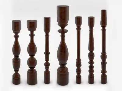 Baluster wooden candlestick 3D model