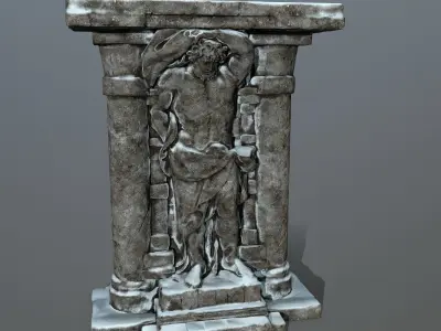 statue 2 column with Low-poly 3D model