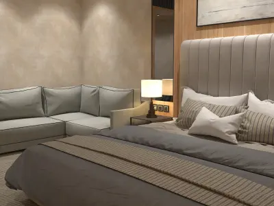 Luxury and Modern Hotel Room Scene 3D model