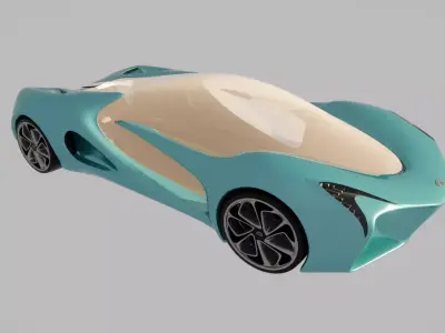 Aqua Sleek Futuristic Concept Car Low-poly 3D model