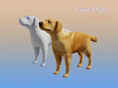 Dog Lowpoly Model golden retriever Low-poly 3D model