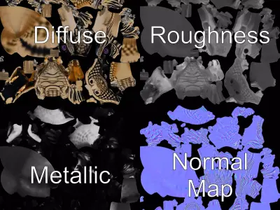 Golden Dragon Head model pack Low-poly 3D model