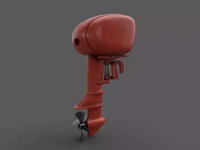 Vintage Boat Engine Low-poly 3D model