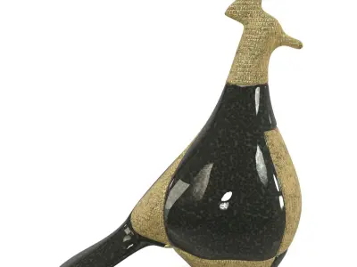 Marioni Pop Tall Peacock Ceramic Sculpture  PBR 3D model