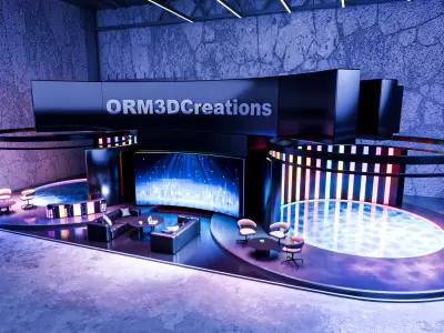 Futuristic Car Expo Booth  High-Quality 3D Vehicle Showcase 3D model