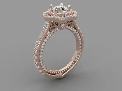 Diamond Engagement Ring 13-MW 3D print model