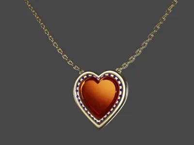 Ruby heart  Necklace 3D print model