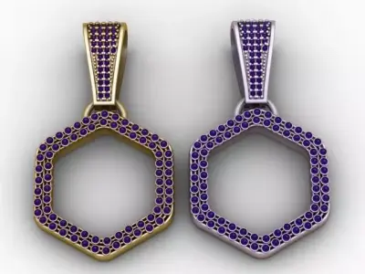 Hexa Halo Pendant  Diamond-Stone Open Hexagon Jewelry   3D print model