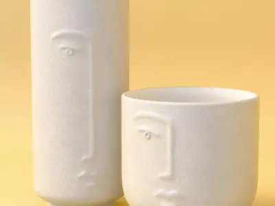 HM Stoneware Vase 2 - Light Beige - Decorative Vase 3D model