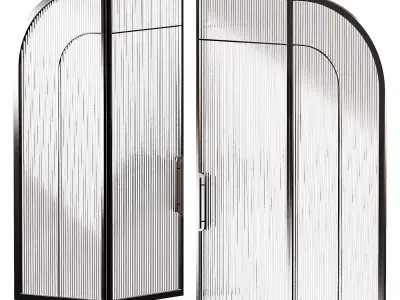 Arched door made of metal and glass 2 types of glass 3D model