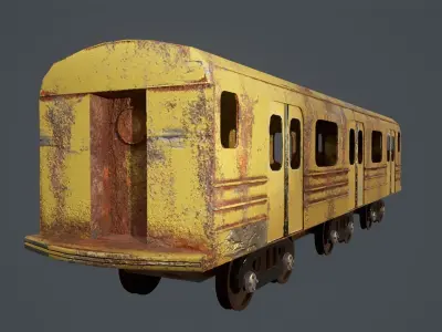 Post Apocalyptic Train Free low-poly 3D model