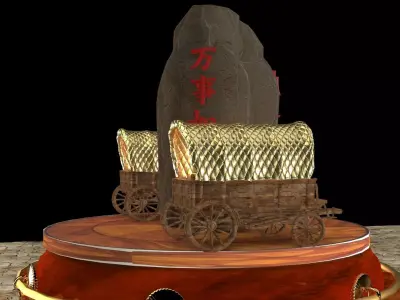 Chinese display stand with wagon  3D model