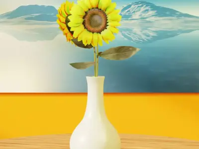 Sunflower Low-poly 3D model