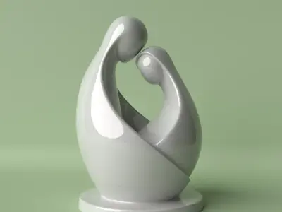 Unified Souls Minimalist Couple Sculpture 3D print model