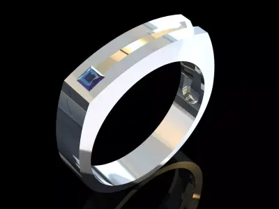 Mens Ring Model Modern Linear with Ruby Gemstone mr0287 3D print model