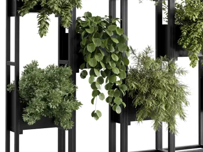 Plants set partition in metal frame 85  Vertical graden wall box 3D model