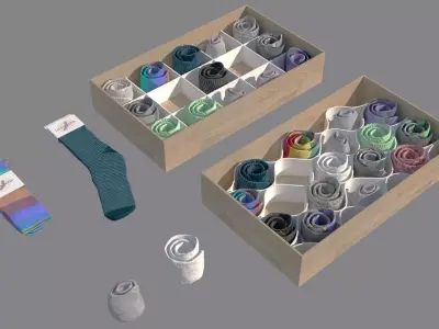 Folded Socks Calcetines Doblados Rack Display 3D model