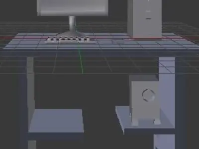 Computer 3D Model desk with two monitors and keyboard Free low-poly 3D model