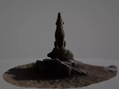 Wolf Wood Carving 3D model