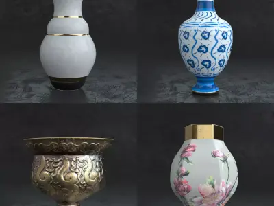 Decorative Vase set 3D model 3D model