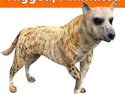 3D hyena rigged animated  game ready Low-poly 3D model
