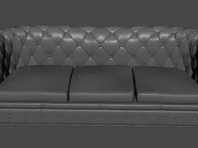 Chesterfield Charleston sofa leather  Low-poly 3D model