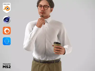 Modular Character - Asian Smart Casual Man - MS2 Low-poly 3D model