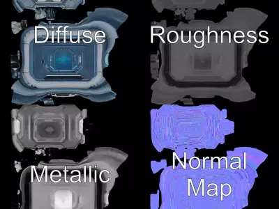 Futuristic Control Panel with Blue Neon Lights Model Pack Low-poly 3D model