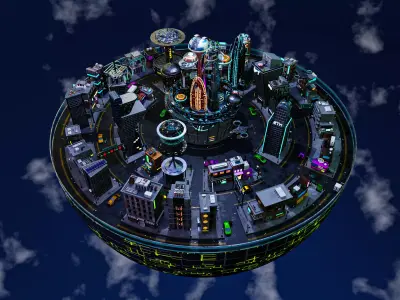 Cyberpunk City Pack Low-poly 3D model