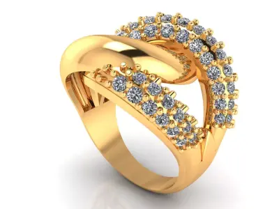 Women Ring 19 stylish light weight diamond ring for women 3D print model