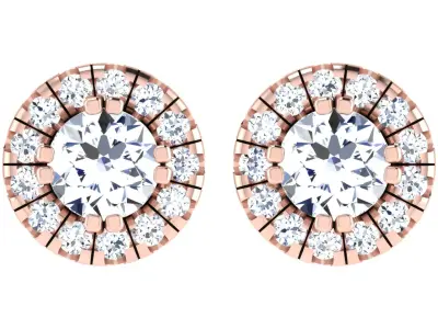 Solitaire Women Stud Earring 3dm STL OBJ FBX Render Details 3D print model