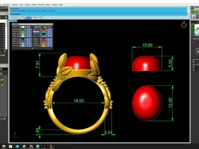 Elegant Floral Oval Gemstone Ring for Women 3679 3D print model