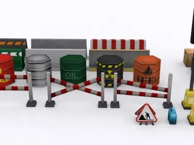 Race and Urban Street Props Low-poly 3D model