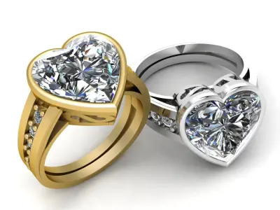 Proposal Heart Diamond Ring 3d Printable Model 3D print model