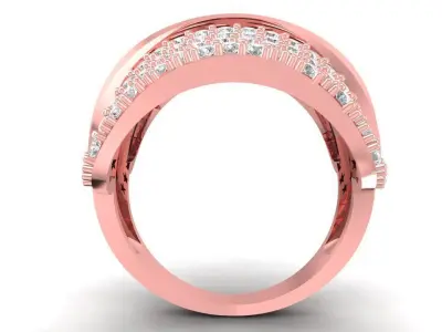 Luxury Crossover Diamond Women Ring 3D Model 2786 3D print model