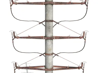 Electricity Pole 1 Weathered 3D model