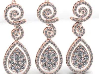 free jewelry set pear shape erring and pendat Free 3D print model