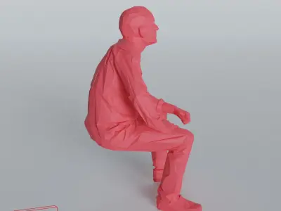 Tim sitting - Low Poly printable Low-poly 3D model