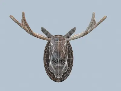 Moose Head Taxidermy Low-poly 3D model