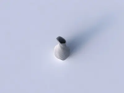 Vase twisted top bent hexagon 2 with bent extruded lines 3D print model