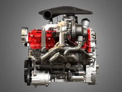 488 Pista Engine - V8 Twin Turbo Engine  3D model