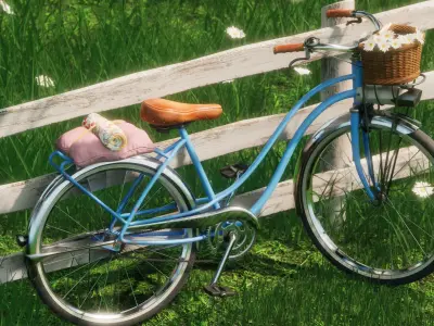 Vintage Old Bicycle - Womens - Realistic Low-poly 3D model