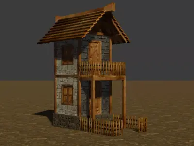 MEDIEVAL HOUSE Free low-poly 3D model 7
