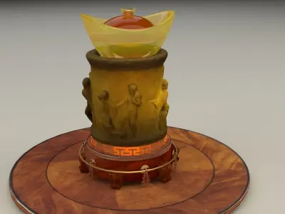 Chinese display stand with  pencil holder and yuanbao  3D model