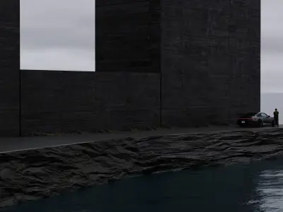 Car Seaside Scene 3D Blender File Textured FBX File 3D model