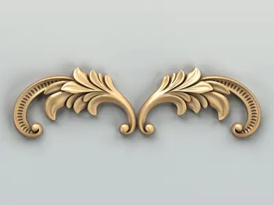 Carved decor horizontal 042 3D model