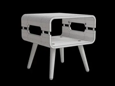 Matt Curved Walnut Edge Side Table Low-poly 3D model