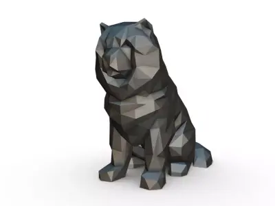 Chowchow dog figure low poly 3D print model
